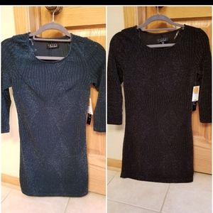 NWT Lot of 2 Xs Dresses, Black green sparkly